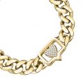 CHIARA FERRAGNI CHAIN BRACELET YELLOW GOLD PAVE WHITE CZ 165+30MM