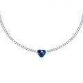 CHIARA FERRAGNI DIAMOND HEART NECKLACE SILVER+BLUE CZ 37+5CM