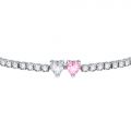 CHIARA FERRAGNI DIAMOND HEART BRACELET SILVER+WHITE/PINK CZ 175+15MM