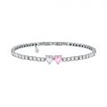 CHIARA FERRAGNI DIAMOND HEART BRACELET SILVER+WHITE/PINK CZ 175+15MM