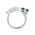 CHIARA FERRAGNI DIAMOND HEART RING SILVER+WHITE/GREEN CZ 