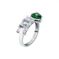 CHIARA FERRAGNI DIAMOND HEART RING SILVER+WHITE/GREEN CZ 