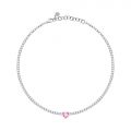 CHIARA FERRAGNI DIAMOND HEART NECKLACE SILVER+PINK CZ 37+5CM