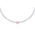 CHIARA FERRAGNI DIAMOND HEART NECKLACE SILVER+PINK CZ 37+5CM