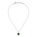 CHIARA FERRAGNI DIAMOND HEART  PENDANT  SILVER+WHITE/GREEN CZ 38+4CM