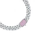 CHIARA FERRAGNI CHAIN BRACELET SILVER PAVE PINK CZ 160+30MM