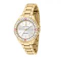 CHIARA FERRAGNI SPORT BAGUETTE 36MM 3H SILVER DIAL BRACELET YELLOW GOLD