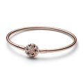 PANDORA Bracciale Rigido con Chiusura a Fiocco di Neve Rose