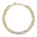 CHIARA FERRAGNI CHAIN NECKLACE YELLOW GOLD+SILVER/PAVE WHITE CZ 38+7CM