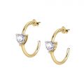 CHIARA FERRAGNI DIAMOND HEART  EARRINGS YELLOW GOLD+WHITE CZ 28MM