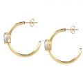 CHIARA FERRAGNI DIAMOND HEART  EARRINGS YELLOW GOLD+WHITE CZ 28MM