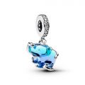 PANDORA Pendente Elefante Vetro  di Murano Blu