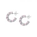 CHIARA FERRAGNI DIAMOND HEART  EARRINGS SILVER+PINK CZ 17.5MM