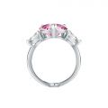 CHIARA FERRAGNI DIAMOND HEART RING SILVER+WHITE/PINK CZ 