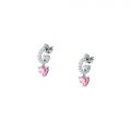 CHIARA FERRAGNI DIAMOND HEART  EARRINGS SILVER+WHITE/PINK CZ 18MM