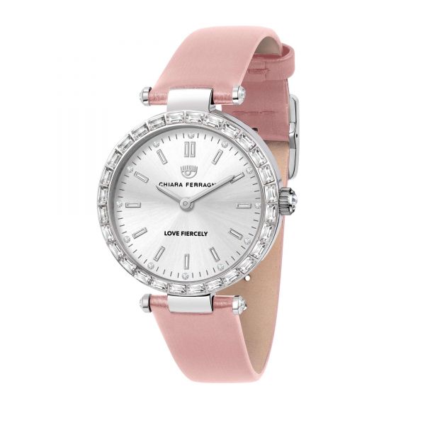 CHIARA FERRAGNI LADY LIKE 34MM 2H SILVERL WHITE DIAL PINK STRAP