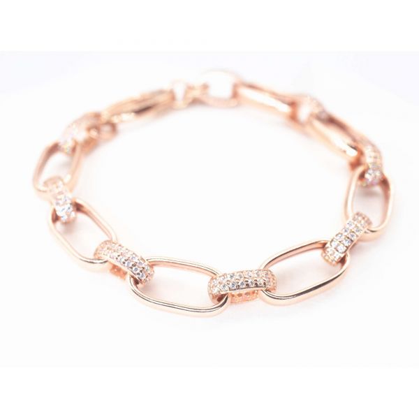 ALISEI Bracciale Losanghe Maxi Bianco ag925 rosè