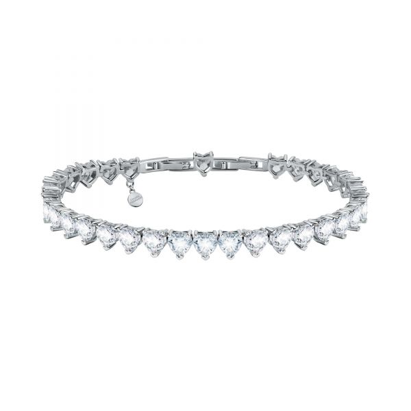 CHIARA FERRAGNI DIAMOND HEART BRACELET SILVER+WHITE HEART CZ 17.5+1.5CM