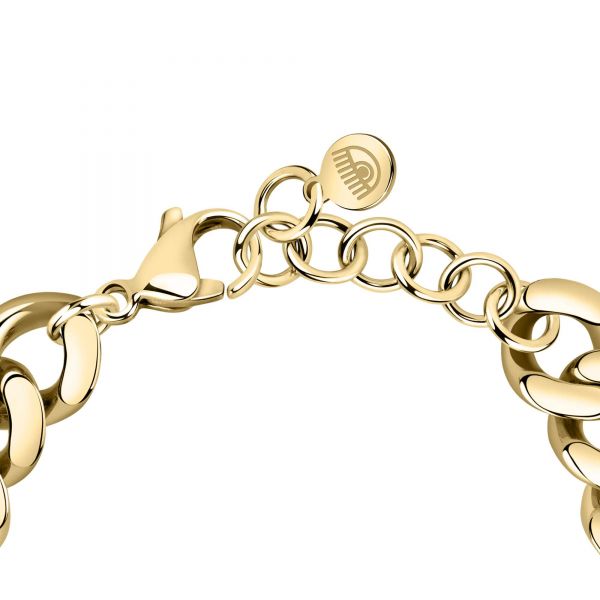 CHIARA FERRAGNI CHAIN BRACELET YELLOW GOLD PAVE WHITE CZ 165+30MM