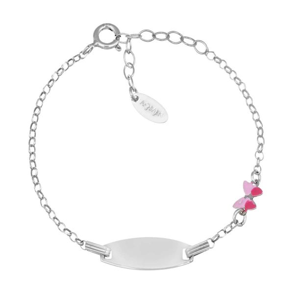 AMEN  Bracciale Junior con Targhetta e Farfalla smaltata