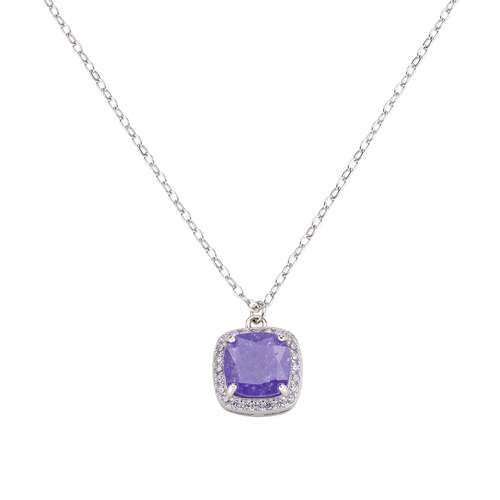 AMEN  AMEN Collana in Argento con Creek Stone Viola e Zirconi Lavanda 