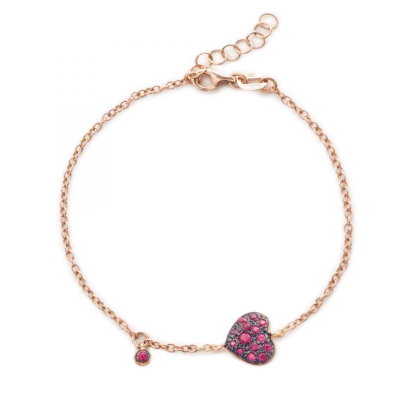 ALISEI Bracciale con Pendente Cuore Rosso ag925 rosè ALISEI