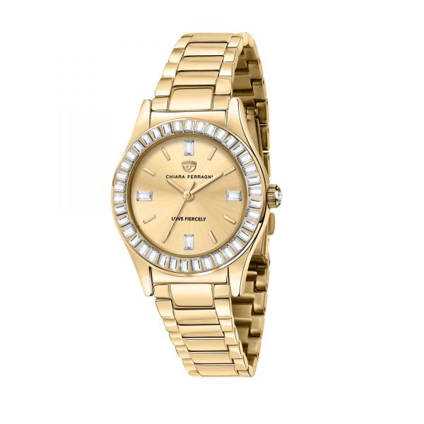 CHIARA FERRAGNI CONTEMPORARY 32MM 3H YELLOW GOLD DIAL BRACELET YELLOW GOLD