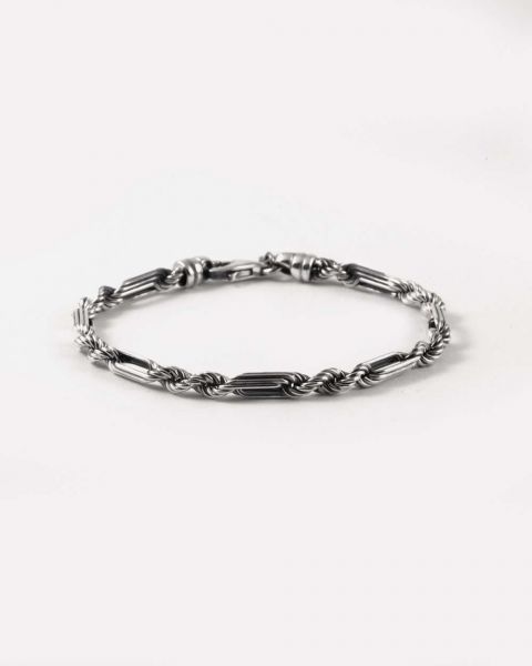 NOVE25 BRACCIALE CORDA 080 ALTERNATA IN ARGENTO