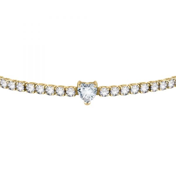 CHIARA FERRAGNI DIAMOND HEART BRACELET YELLOW GOLD+WHITE CZ 175+15MM