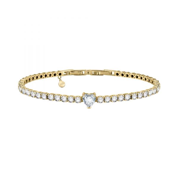 CHIARA FERRAGNI DIAMOND HEART BRACELET YELLOW GOLD+WHITE CZ 175+15MM