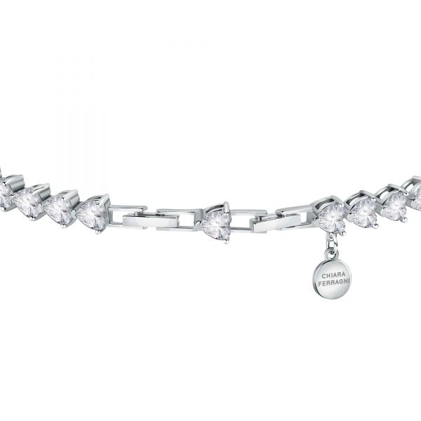 CHIARA FERRAGNI DIAMOND HEART BRACELET SILVER+WHITE HEART CZ 175+15MM