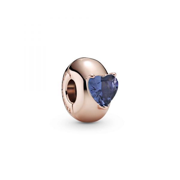 PANDORA Clip con solitario a cuore blu