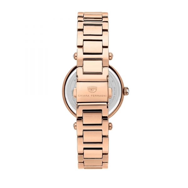 CHIARA FERRAGNI LADY LIKE 34MM 2H SILVER WHITE DIAL BRACELET ROSE GOLD