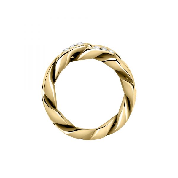 CHIARA FERRAGNI CHAIN RING YELLOW GOLD PAVE WHITE PP