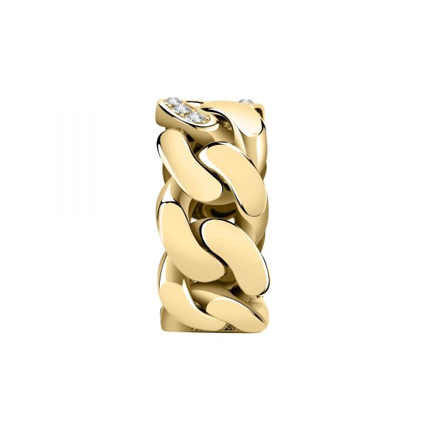 CHIARA FERRAGNI CHAIN RING YELLOW GOLD PAVE WHITE PP