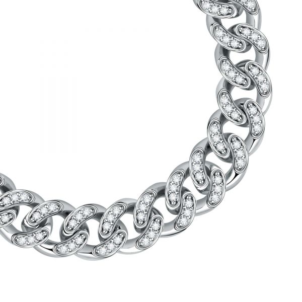 CHIARA FERRAGNI CHAIN BRACELET SILVER+FULL PAVE WHITE CZ 170+25MM