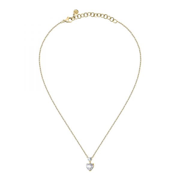 CHIARA FERRAGNI DIAMOND HEART YELLOW GOLD CHAIN& PENDANT  WHITE CZ 38+4CM