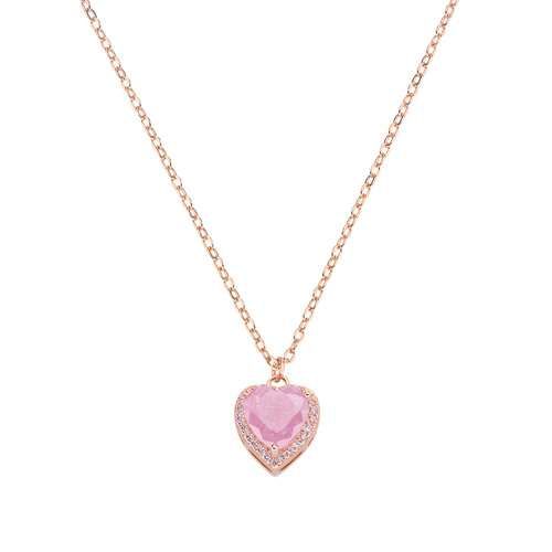 AMEN  Collana in Argento Rosato con Cuore in Creek Stone