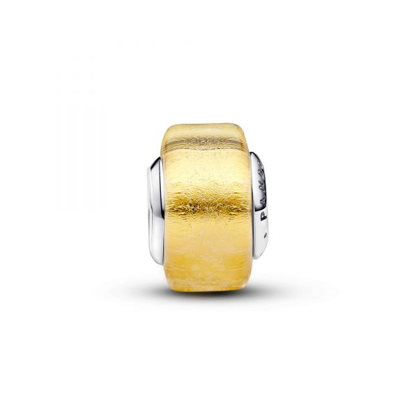 PANDORA Mini Vetro di Murano Foglia d'Oro