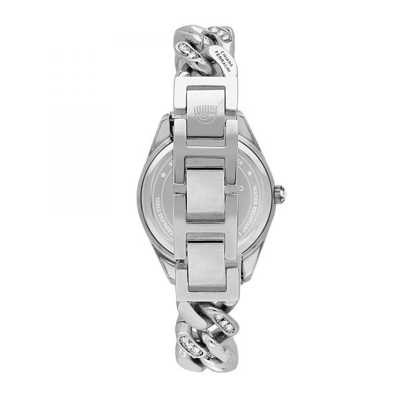 CHIARA FERRAGNI CHAIN CAPSULE 34MM 3H SILVER DIAL BRACELET STAINLESS STEEL