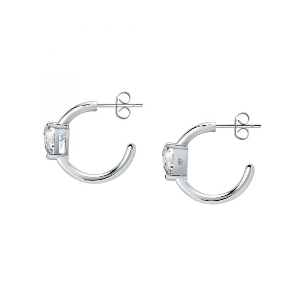 CHIARA FERRAGNI DIAMOND HEART  EARRINGS SILVER+WHITE CZ 18MM