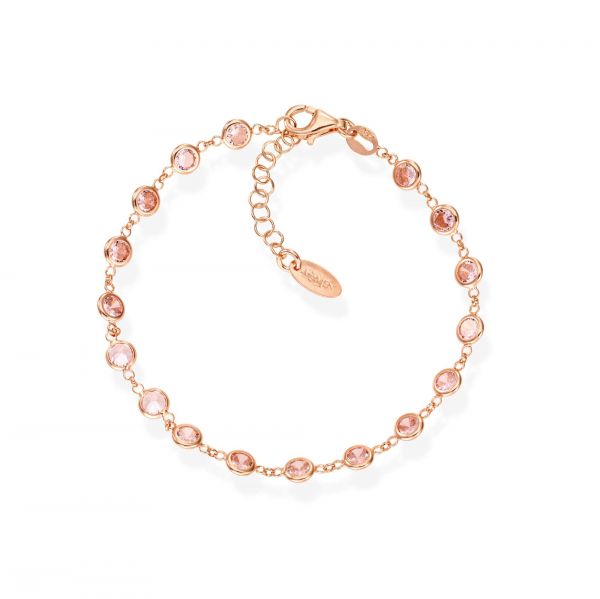 AMEN  Bracciale Argento Rosè Gocce Zirconi Rosa