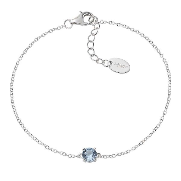 AMEN  Bracciale Punto Luce Zircone Acqua Marina