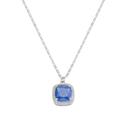 AMEN  AMEN  Collana in Argento con Creek Stone Blu e Zirconi 