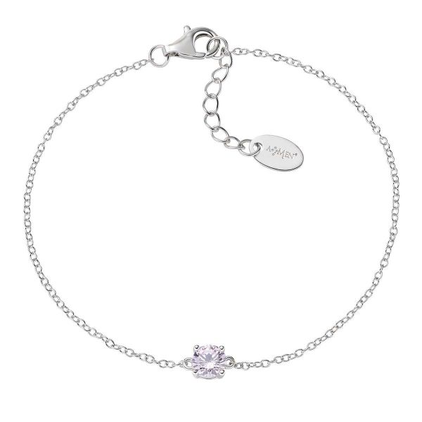 AMEN  Bracciale Punto Luce Zircone Rosa