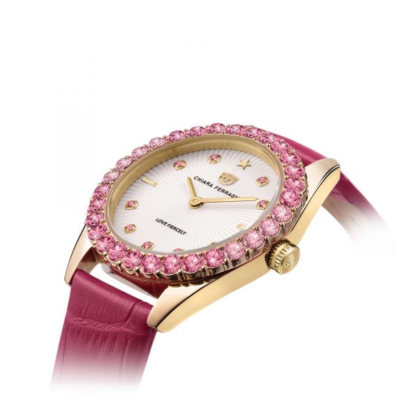 CHIARA FERRAGNI EVERYDAY 32MM 2H SILVERL/WHITE DIAL PINK STRAP