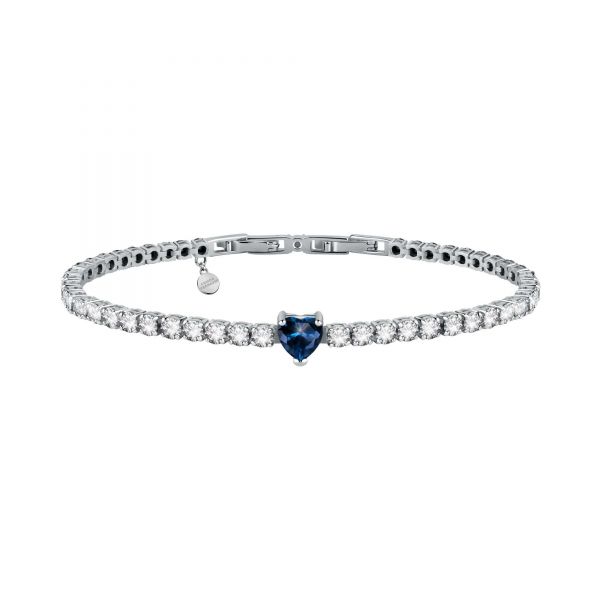 CHIARA FERRAGNI DIAMOND HEART BRACELET SILVER+BLUE CZ 175+15MM