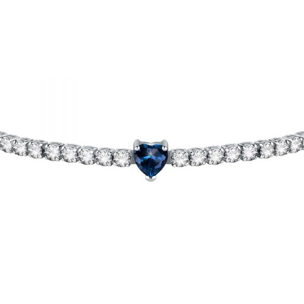 CHIARA FERRAGNI DIAMOND HEART BRACELET SILVER+BLUE CZ 175+15MM