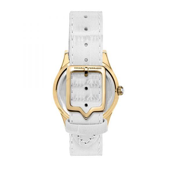 CHIARA FERRAGNI CONTEMPORARY 32MM 3H WHITE DIAL WHITE STRAP