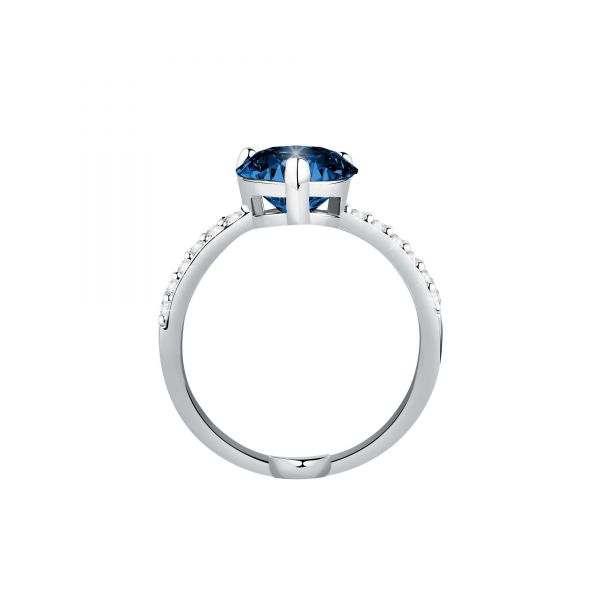 CHIARA FERRAGNI DIAMOND HEART RING SILVER+BLUE CZ+WHITE PP